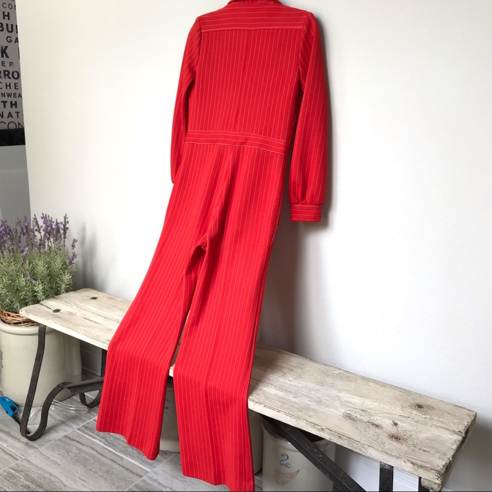 Strait Lane Vintage Red Stripe Jumpsuit 60s 70s Size 8 - Picture 2 of 11